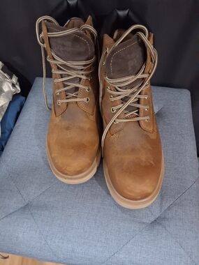 Men's Brown Leather Work Boots - Durable Lace-Up Comfort